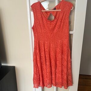 torrid Coral Lace Fit-and-Flare Dress